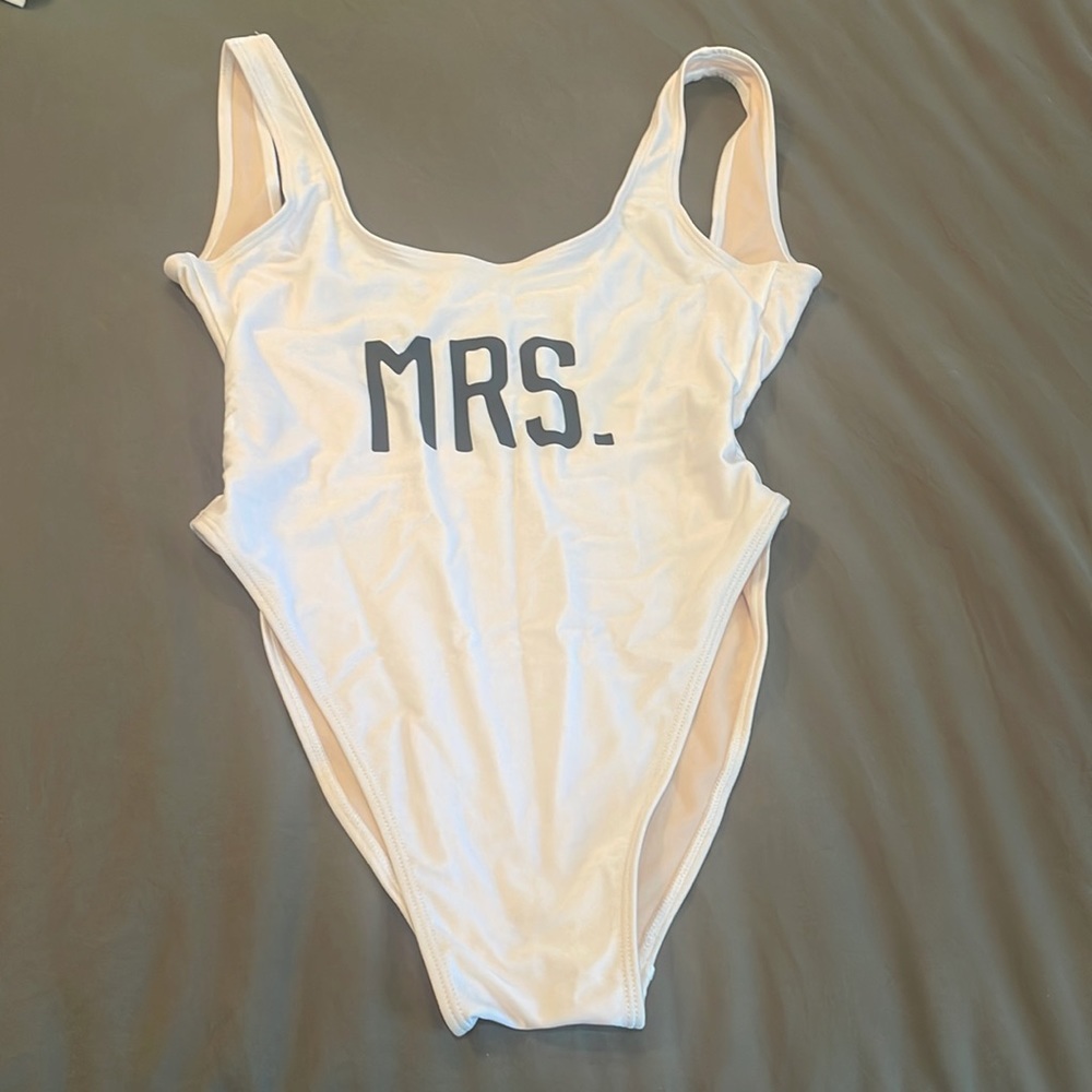M/L White PRIVATE PARTY “Mrs.” one piece swimsuit